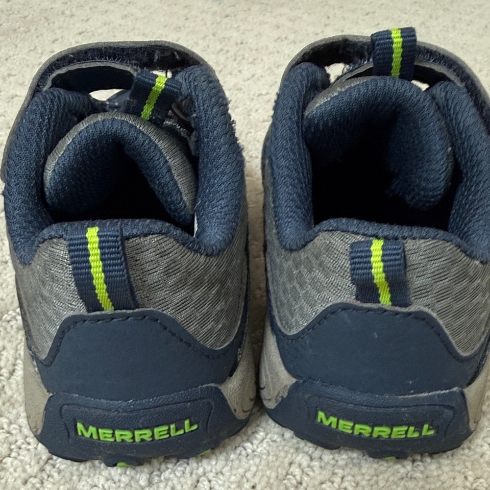 Merrell Kids Navy, Gray and Lime Athletic Sneakers - Picture 2 of 5